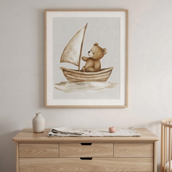 Sailboat Teddy Nursery Wall Art