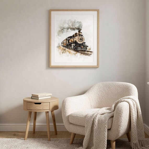 Vintage Train Nursery Wall Art — view 3
