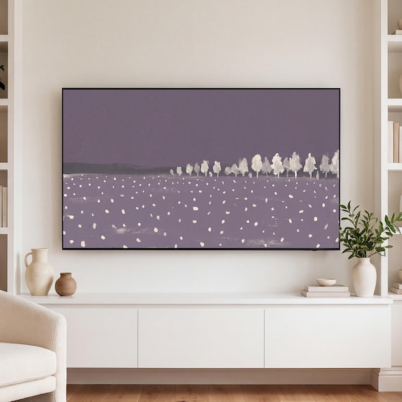 Snow on Dusk Violet Samsung Frame TV Art — view 3