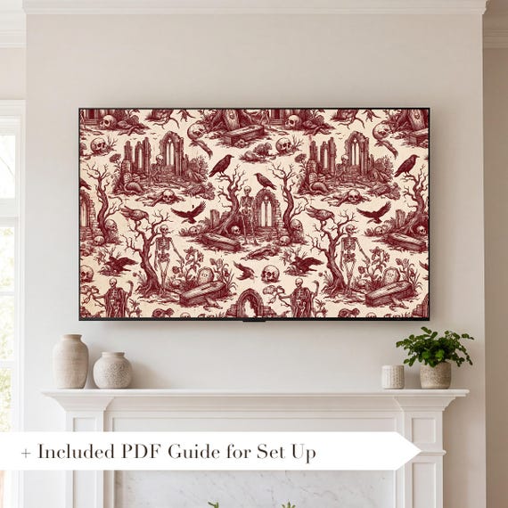 Macabre Toile Pattern Samsung Frame TV Art — view 2