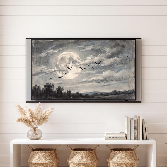 Bats Across the Moon Samsung Frame TV Art — view 6