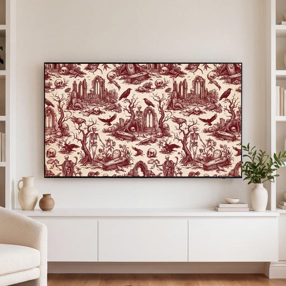 Macabre Toile Pattern Samsung Frame TV Art — view 3