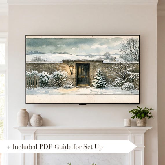 Christmas Door at Night Samsung Frame TV Art — view 2