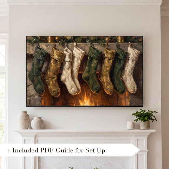 Christmas Stockings Samsung Frame TV Art — view 2