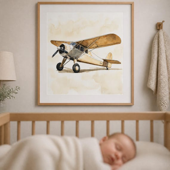 Vintage Airplane Nursery Wall Art — view 4