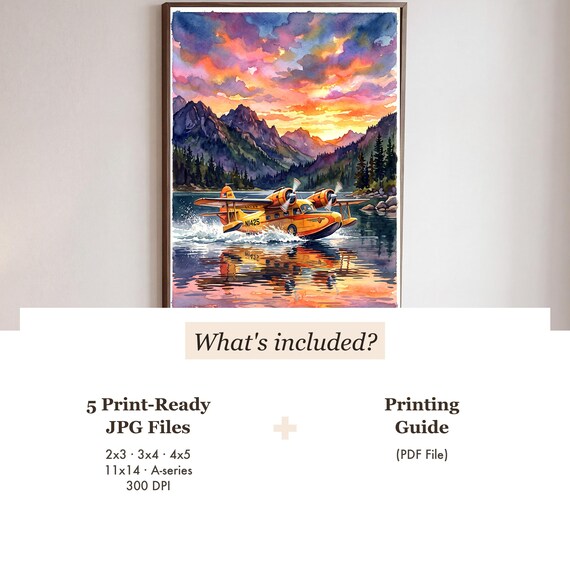 Vintage Seaplane Watercolor Print — view 3