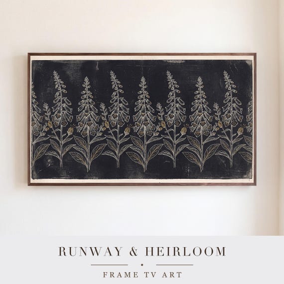 Foxglove Blackwork Samsung Frame TV Art — view 5