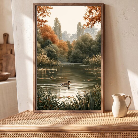 Autumn Duck Pond Watercolor Art Print — view 5
