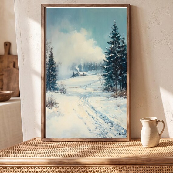 Blizzard Over a Field Antique Oil Painting — view 5