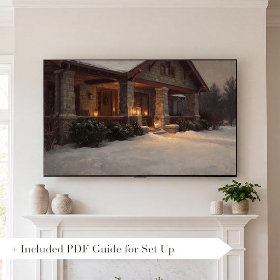 Church Light on Snow Samsung Frame TV Art — view 2