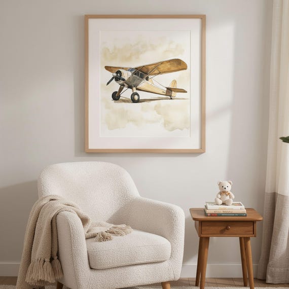 Vintage Airplane Nursery Wall Art — view 3