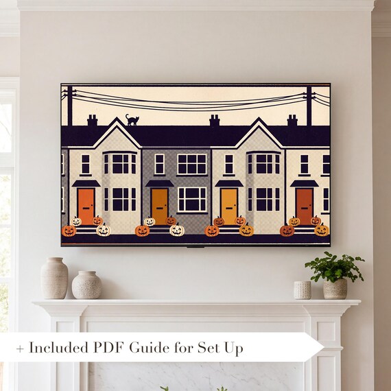 Spooky Hillside Town Samsung Frame TV Art — view 2