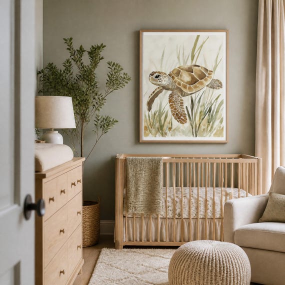 Sea Turtle Ocean Nursery Art — view 6