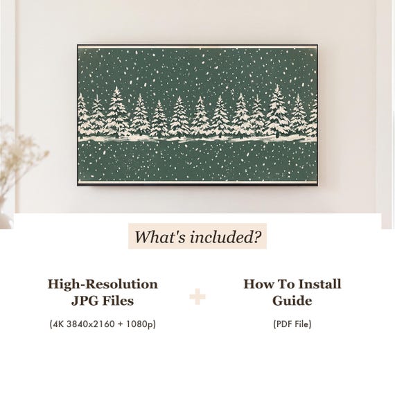Snow on Spruce Green Samsung Frame TV Art — view 4