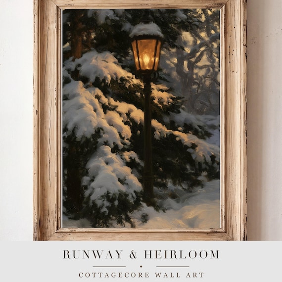 Snowy Spruce Bough Antique Oil Painting
