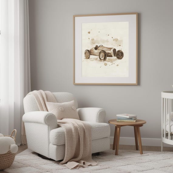 Vintage Race Car Nursery Wall Art — view 3