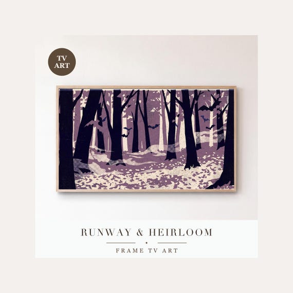 Oak and Moon Frame TV Art, Samsung Frame TV Art Vintage Screen Print Night Sky, Spooky Hallowee…