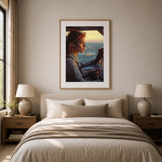 Female Pilot Cockpit Wall Art — view 3