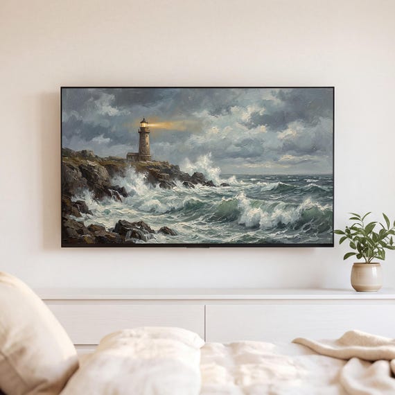 Storm Waves on Rocks Samsung Frame TV Art — view 5