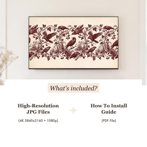 Ravens and Ivy Toile Samsung Frame TV Art — view 4
