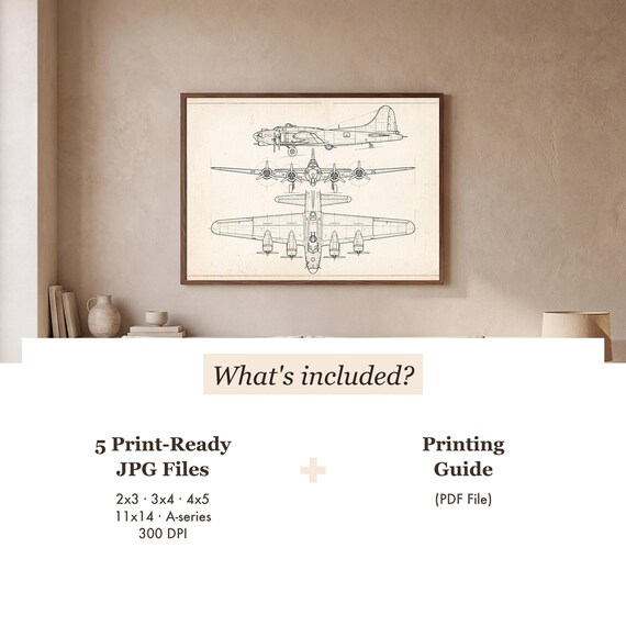 B-17 Flying Fortress Blueprint Print — view 3