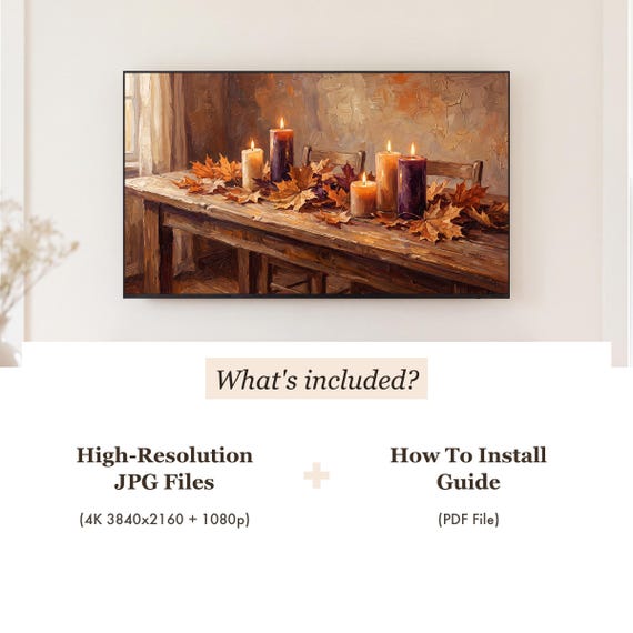 Candles and Maple Leaves Samsung Frame TV Art — view 4