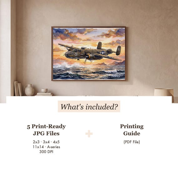 B-25 Mitchell Watercolor Print — view 3
