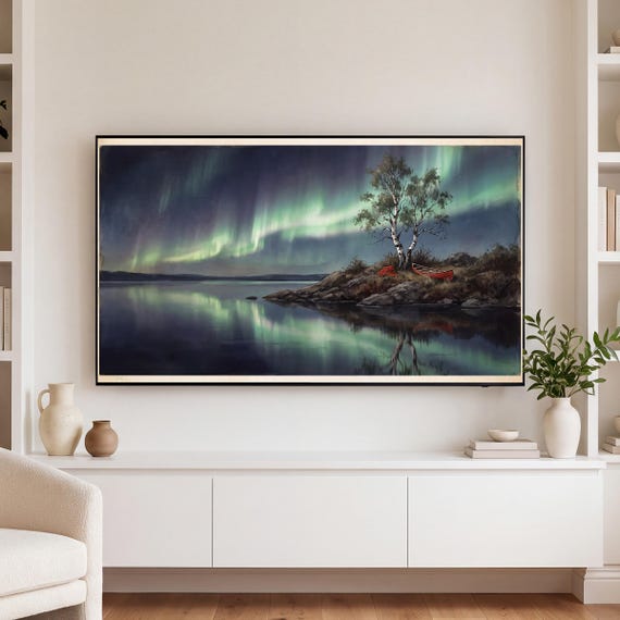 Lone Birch Aurora Samsung Frame TV Art — view 3