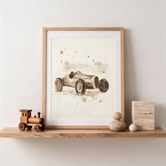 Vintage Race Car Nursery Wall Art — view 5