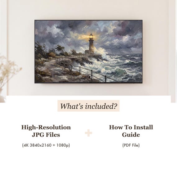 Cliff Path to the Lighthouse Samsung Frame TV Art — view 4