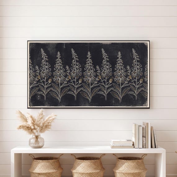 Foxglove Blackwork Samsung Frame TV Art — view 6