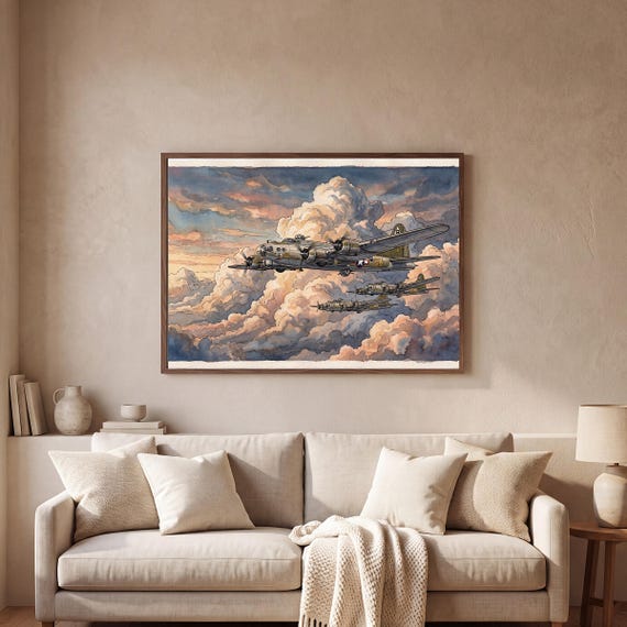 B-17 Flying Fortress Watercolor Print — view 2
