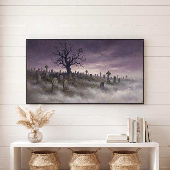 Gothic Cemetery Oak Samsung Frame TV Art — view 6