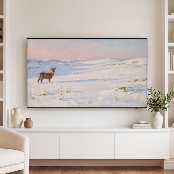 Deer in Snow Samsung Frame TV Art — view 3