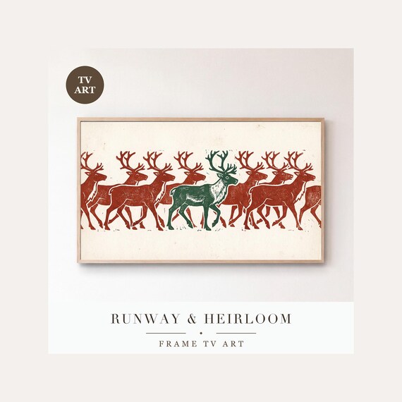 Scandinavian Frame TV Art Bundle of 6, Samsung Frame TV Art Nordic Block Print Christmas, Folk …