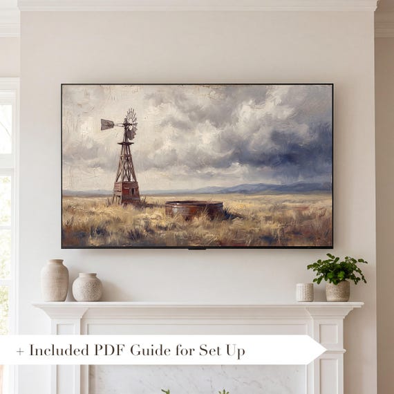Prairie Windmill Samsung Frame TV Art — view 2