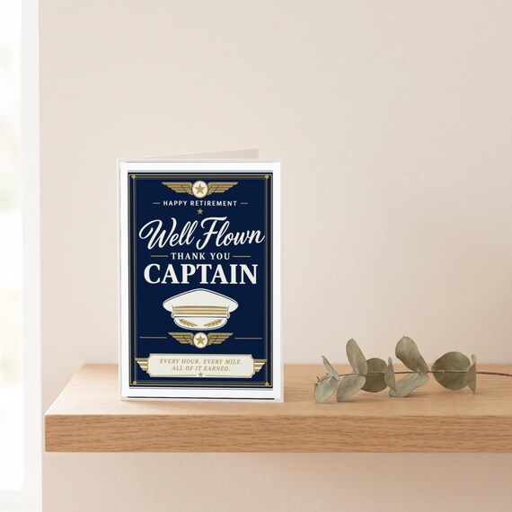 Well Flown Thank You Captain Pilot Retirement Card Printable Digital Download Aviation Gift Flight Crew Party Keepsake Farewell Men — view 6