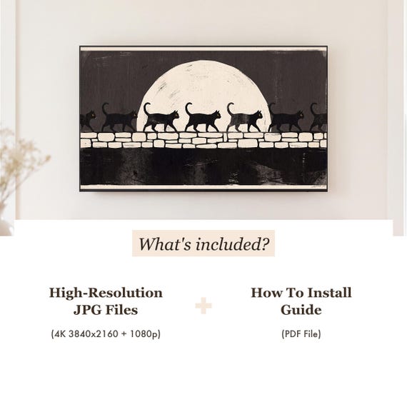 Black Cat and Moon Samsung Frame TV Art — view 4