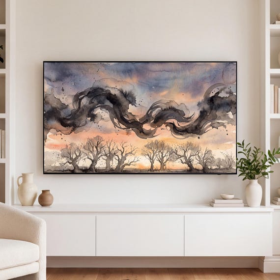 Murmuration Over Trees Samsung Frame TV Art — view 3