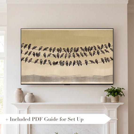 Crows on Three Wires Samsung Frame TV Art — view 2