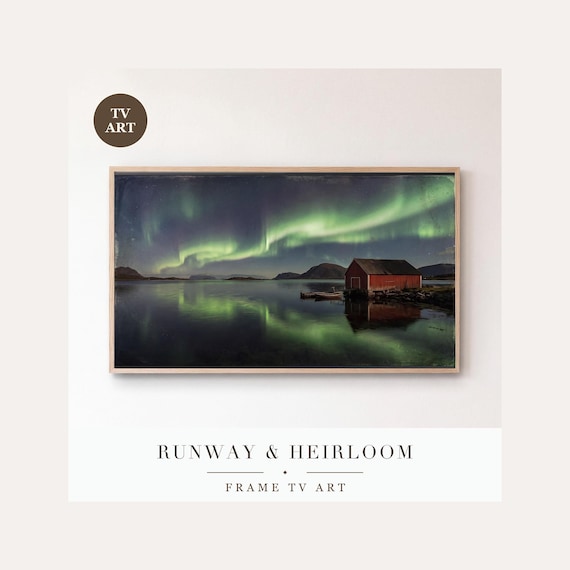 Northern Lights Frame TV Art Bundle of 6, Samsung Frame TV Art Aurora Borealis Painting, Nordic…