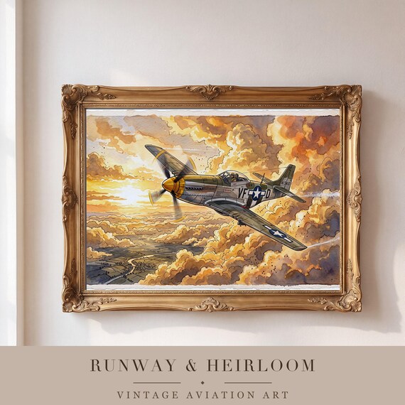 P-51 Mustang Watercolor Print — view 4