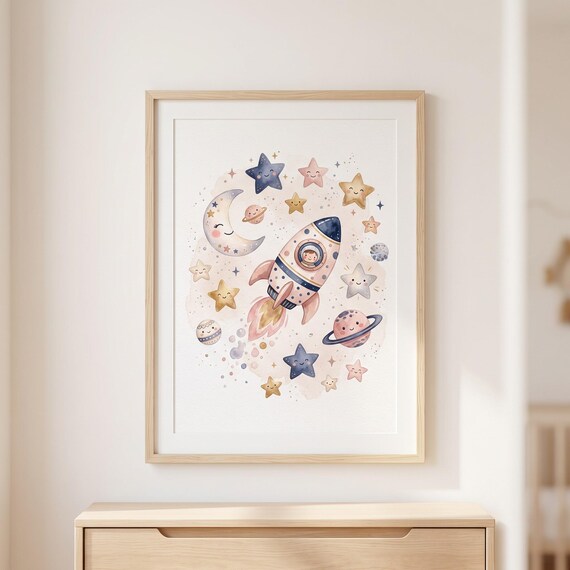 Rocket Space Nursery Wall Art Printable — view 3