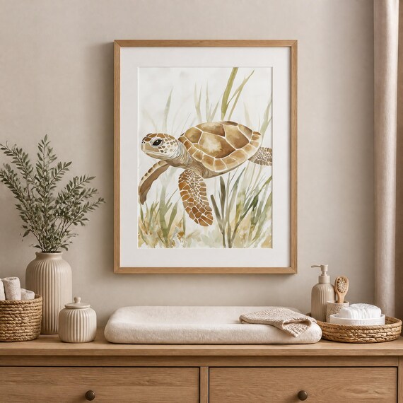 Sea Turtle Ocean Nursery Art — view 2