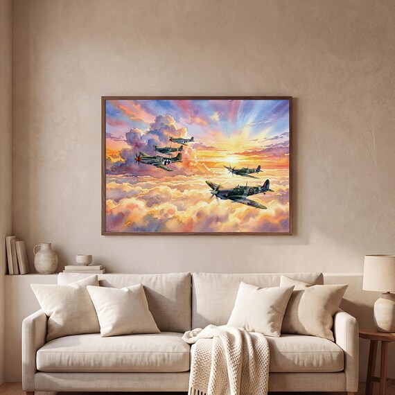 Warbird Formation Watercolor Print — view 2