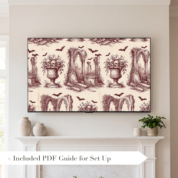 Gothic Toile Bats Samsung Frame TV Art — view 2