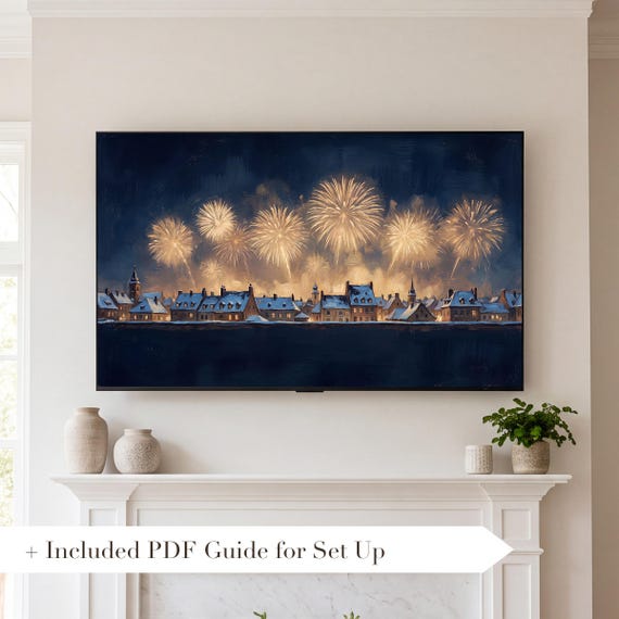 New Years Fireworks Samsung Frame TV Art — view 2