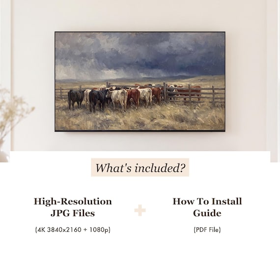 Cattle in Snow Samsung Frame TV Art — view 4