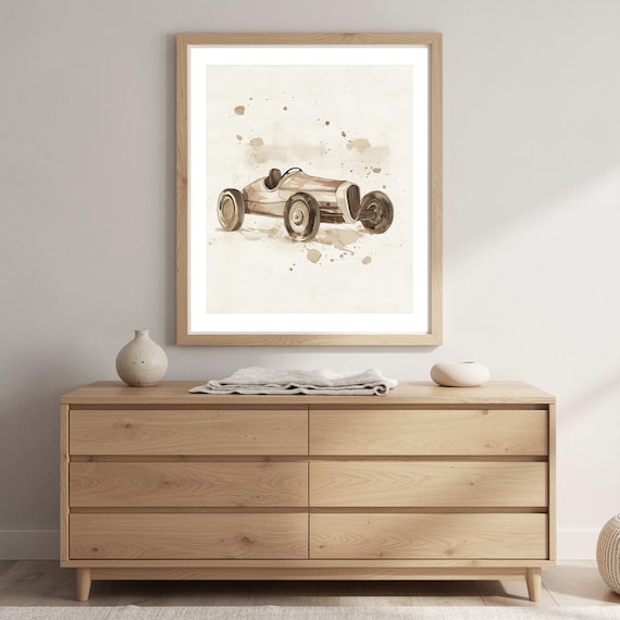 Vintage Race Car Nursery Wall Art