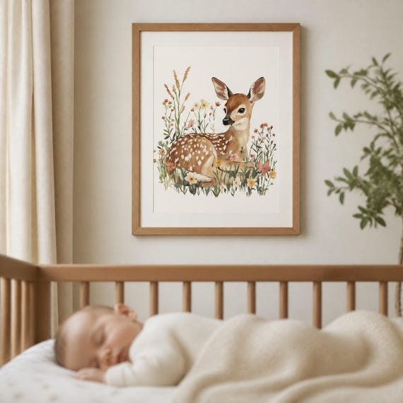 Woodland Deer Nursery Wall Art — view 4
